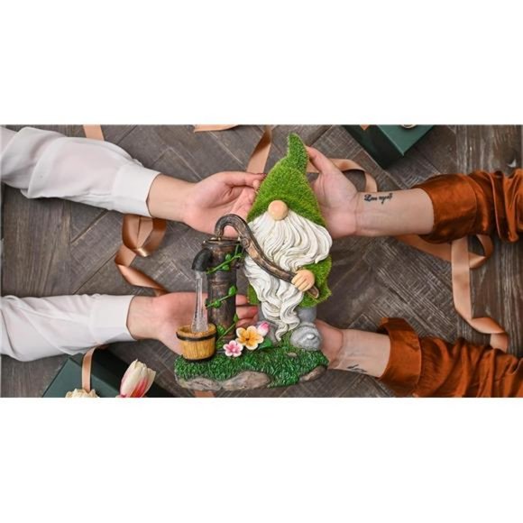 11.4" Garden Gnomes Decorations for Yard with Solar Lights, Cute Flocked Garden - Picture 2 of 7